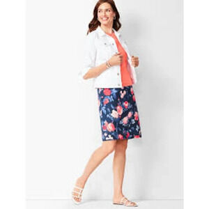 Talbots Petite Floral Canvas A-Line‎ Skirt Women's Size 14P